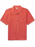Hartford - Palm Convertible-Collar Linen Shirt - Red
