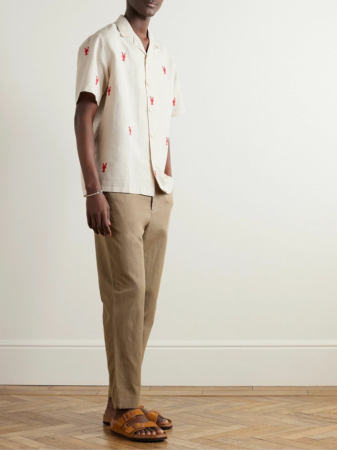Portuguese Flannel - Lobster Convertible-Collar Embroidered Linen and  Cotton-Blend Shirt - Neutrals Portuguese Flannel