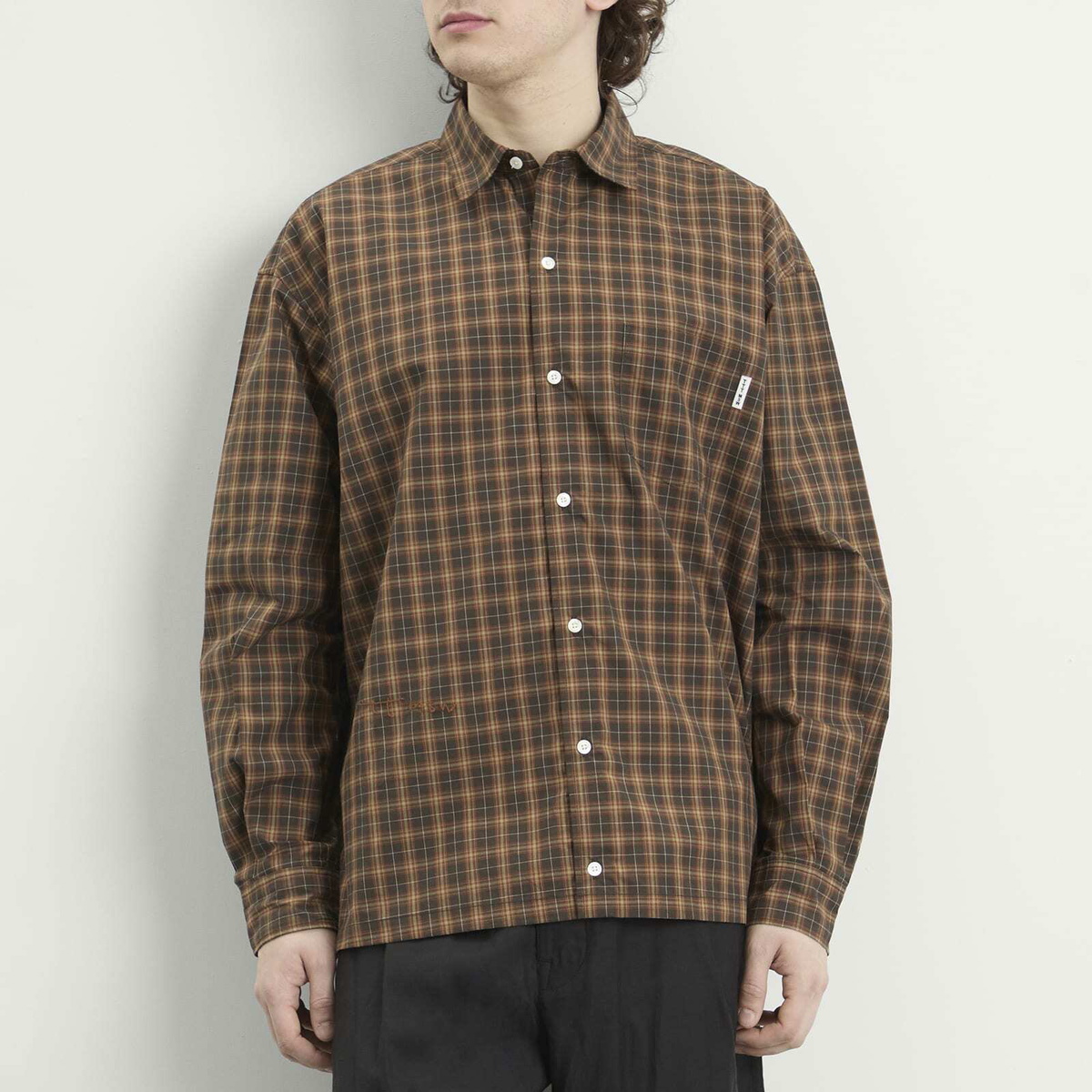 TTT MSW Men's Regular Collar Shirt in Brown Check