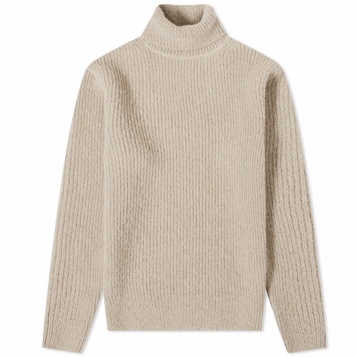 Photo: Our Legacy Men's Submarine Roll Neck Knit in Desert Snow