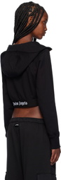 Palm Angels Black Logo Tape Zipped Hoodie
