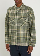Wax London Whiting Checked Wool-blend Overshirt Green