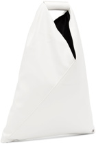 MM6 Maison Margiela White Faux-Leather Small Triangle Tote