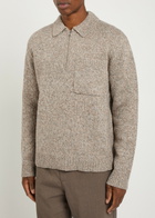 Wax London Alpha Half-zip Wool Polo Jumper Beige