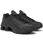 Nike - Shox R4 Mesh-Trimmed Faux Leather Sneakers - Black
