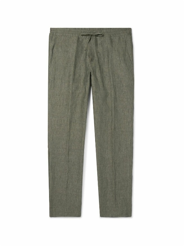 Photo: Loro Piana - Slim-Fit Linen Drawstring Trousers - Green