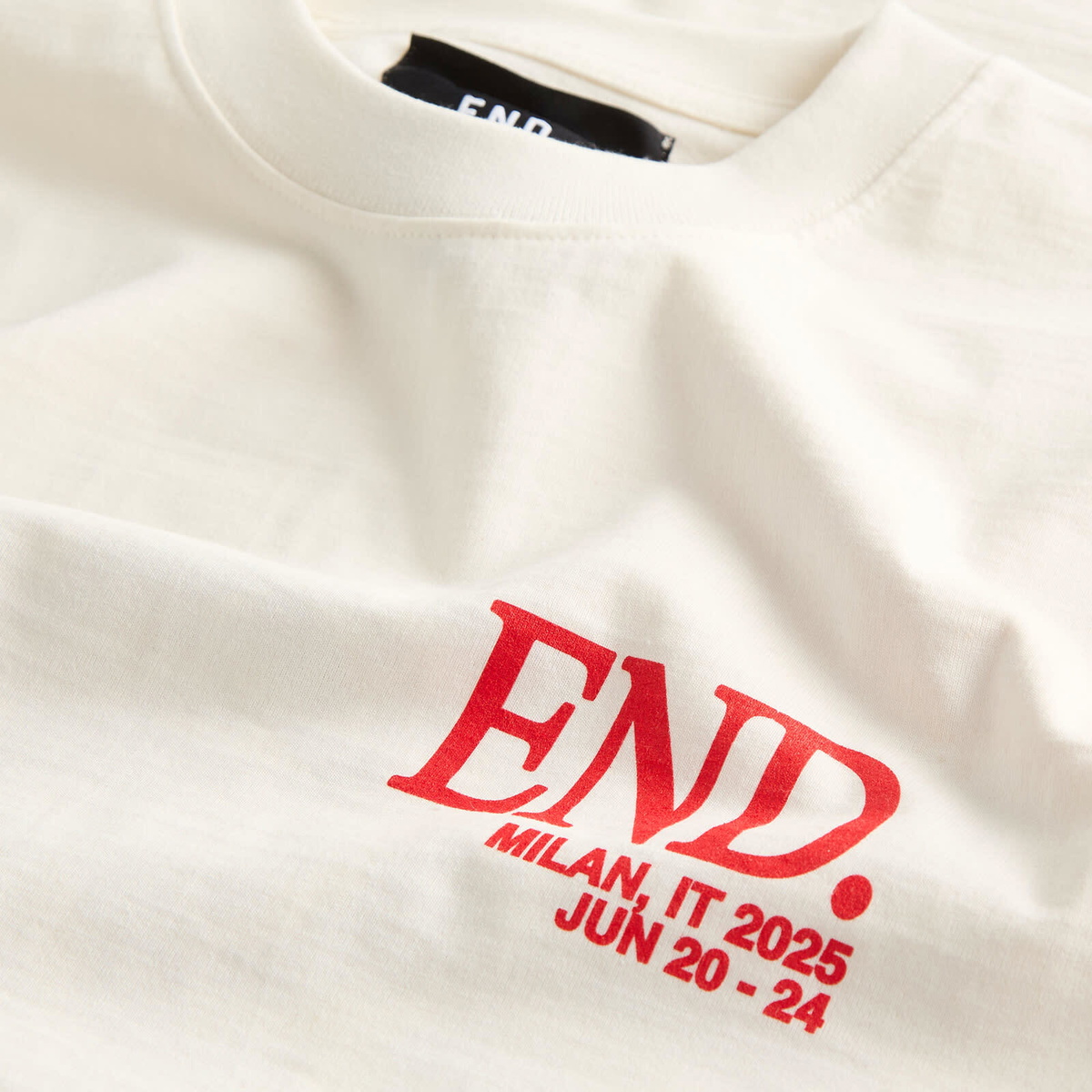 END. SS26 Milan Fashion Week T-Shirt in Ecru