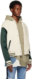 Greg Lauren White & Green Varsity Jacket