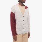 Noma t.d. Men's Hand Knitted Mohair Cardigan in Grey/Burgundy