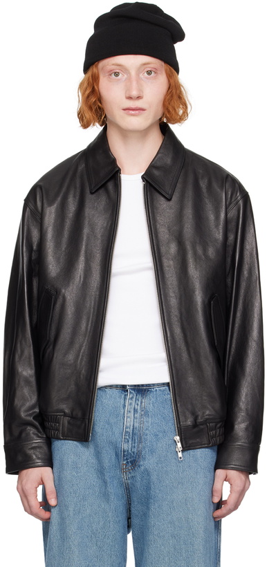Photo: Dunst Black Spread Collar Leather Jacket