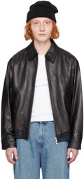 Dunst Black Spread Collar Leather Jacket