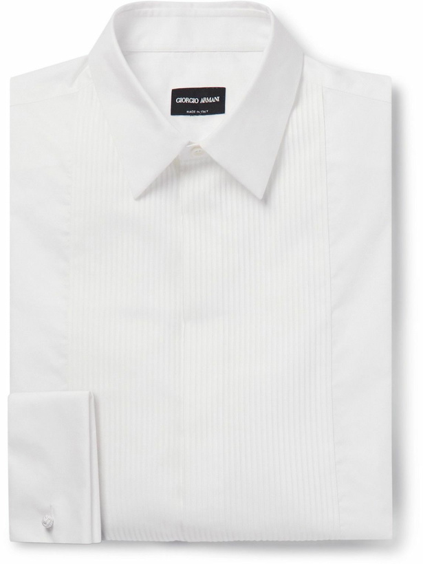 Photo: Giorgio Armani - Bib-Front Double-Cuff Cotton-Poplin Tuxedo Shirt - White