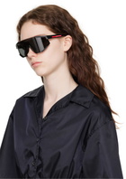 Prada Eyewear Black Linea Rossa Shield Sunglasses