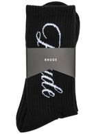 Rhude Logo-intarsia Cotton-blend Socks - Black And White - One Size