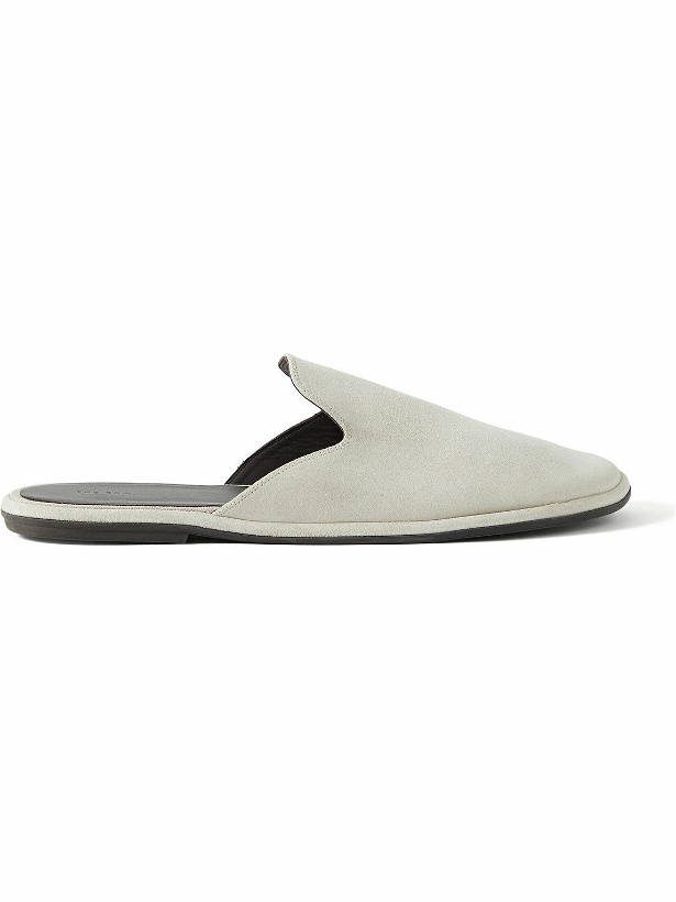 Photo: The Row - Roger Suede Slides - Neutrals