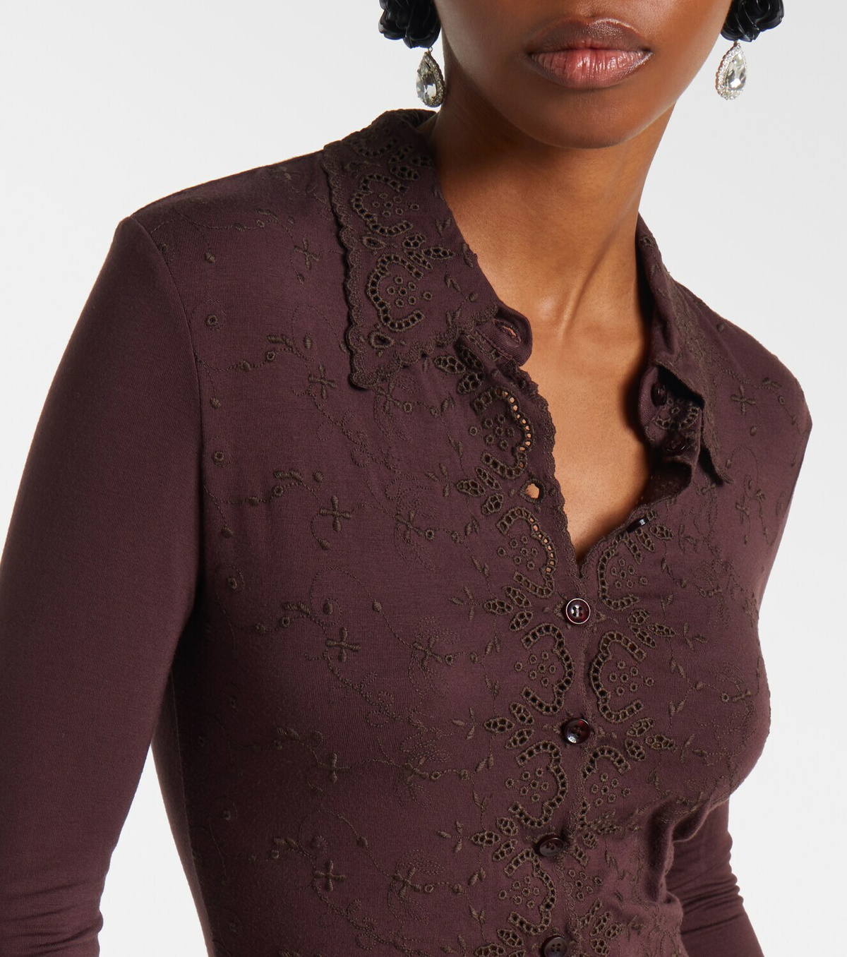 Magda Butrym Embroidered cotton-blend bodysuit