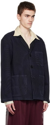 Dries Van Noten Navy Printed Blazer