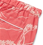 Desmond & Dempsey - Printed Cotton Pyjama Shorts - Men - Crimson
