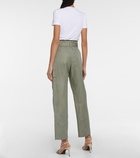 Brunello Cucinelli - High-rise cotton and ramie pants