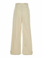 Low Classic Beige Pants With Double Belt And Pleated Details In Cotton Blend Woman