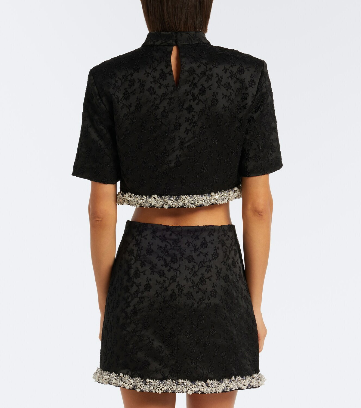 Simkhai Jalen embellished jacquard crop top