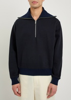Jil Sander Half-zip Cotton Polo Sweatshirt Navy