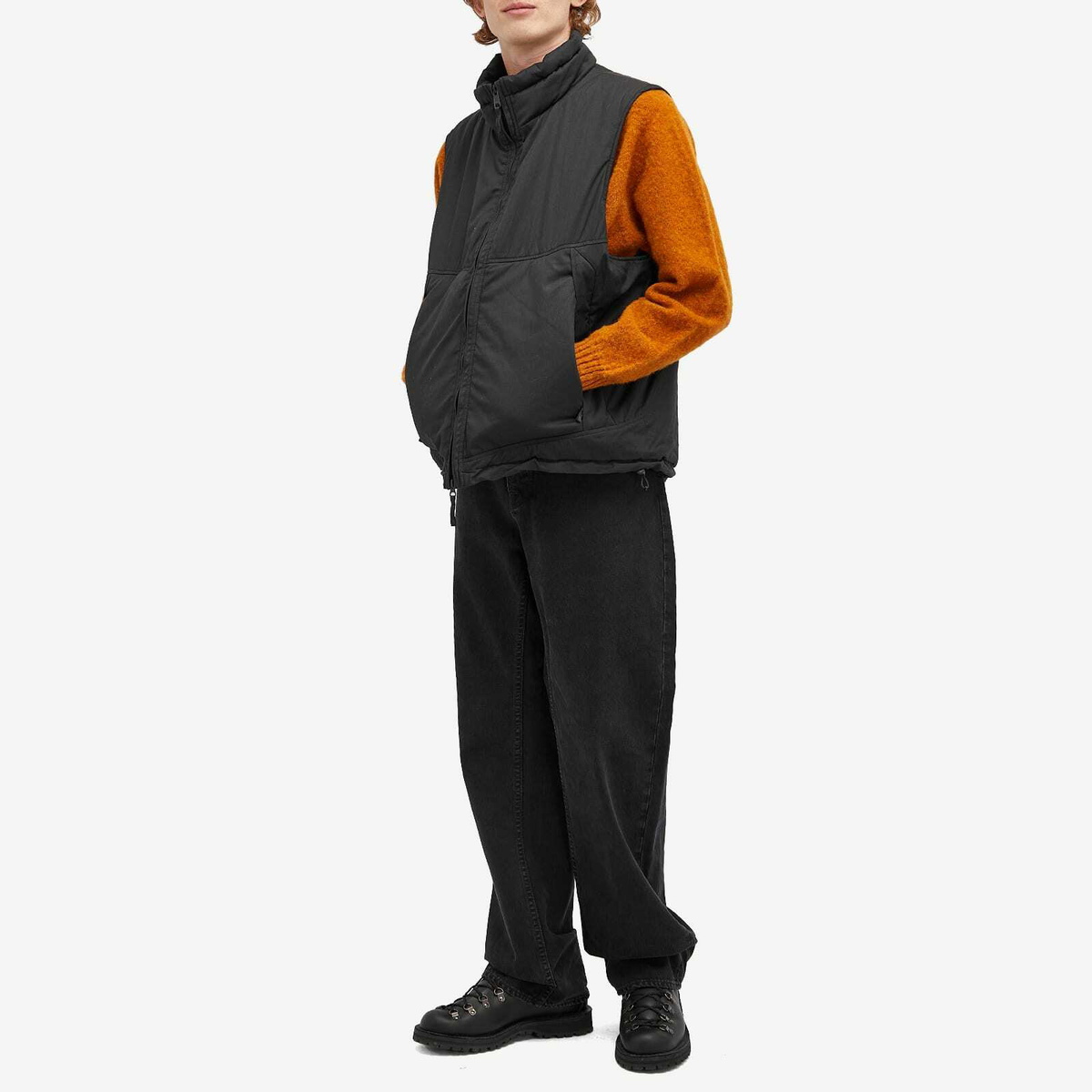 orSlow Men's Nylon Padded Vest in Black