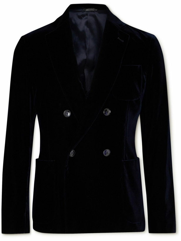 Photo: Giorgio Armani - Double-Breasted Velvet Tuxedo Jacket - Blue