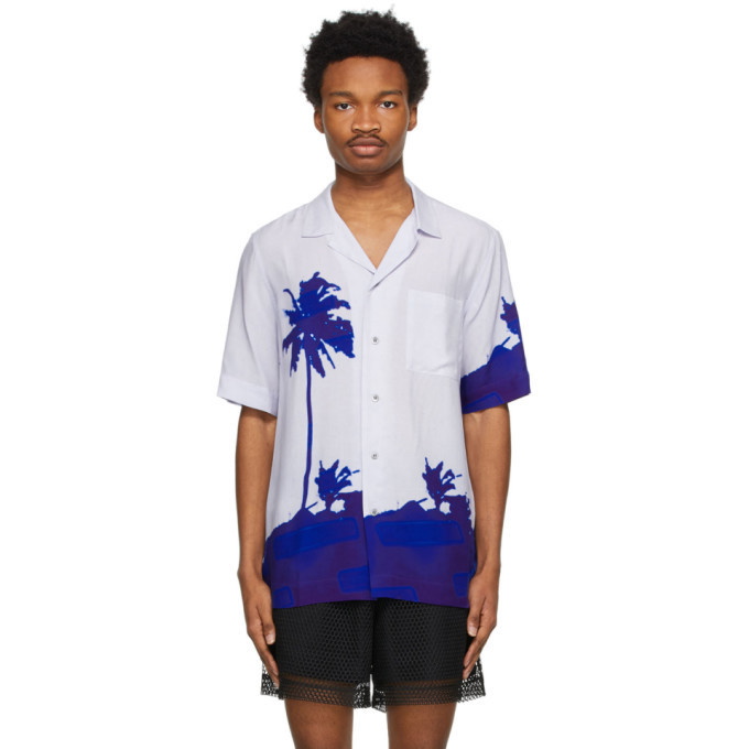 Photo: Dries Van Noten Blue Len Lye Edition Graphic Short Sleeve Shirt