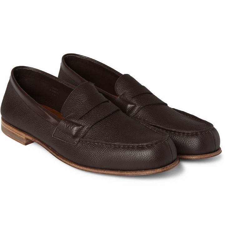 Photo: J.M. Weston - 281 Le Moc Grained-Leather Loafers - Men - Chocolate