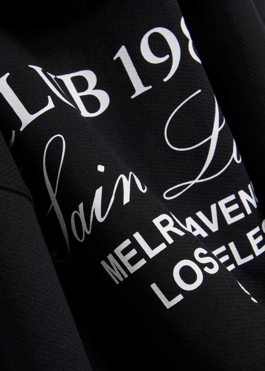 Club 1984 Melrose Printed Hooded Cotton Sweatshirt Black