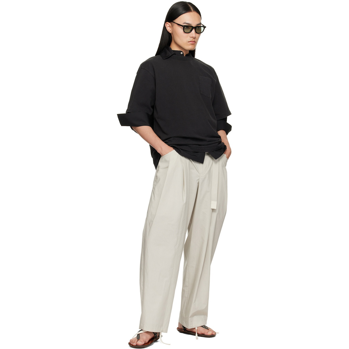 sacai Black Cotton Jersey T-shirt