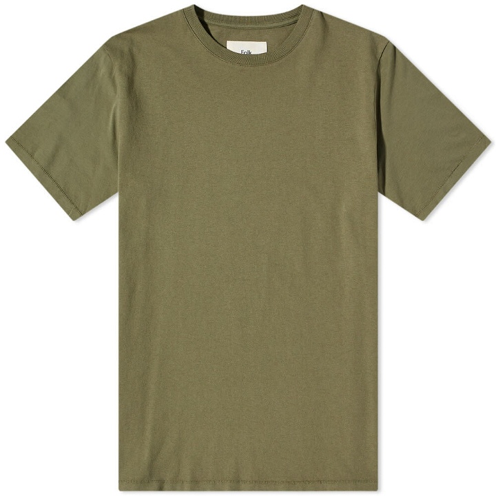 Photo: Folk Men's Contrast Sleeve T-Shirt in Olive
