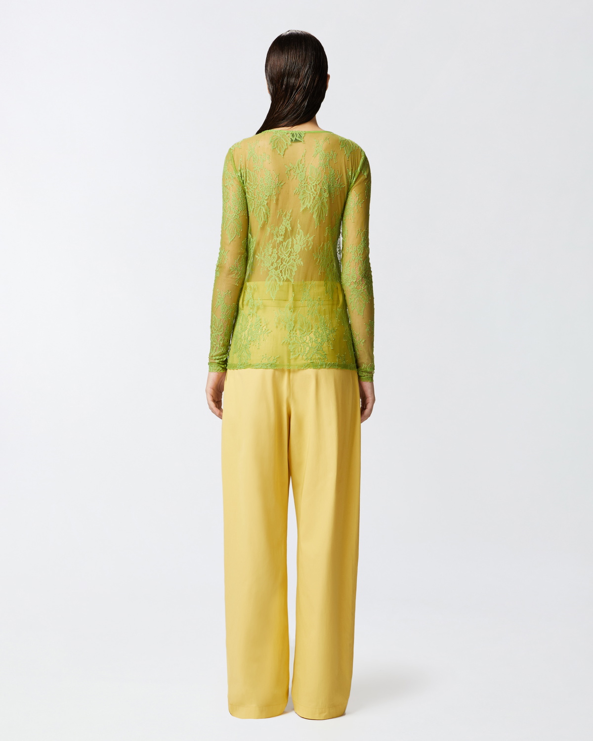 Pinko Slim Fitting Lace Sweater With Fringing Green Spinach