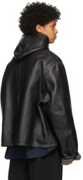 Balenciaga Black Shearling Leather Look 5 Coat