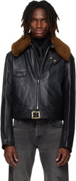 Enfants Riches Déprimés Black 'Hotrod' Shearling Collar Jacket