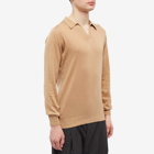 John Smedley Men's Puck Skipper Collar Knit in Light Camel