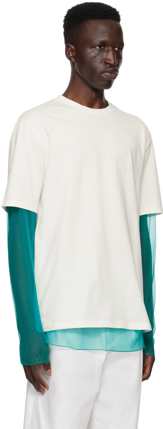 Jil Sander Off-White & Blue Layered Long Sleeve T-Shirt Jil Sander