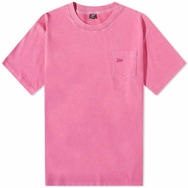 Photo: Patta Men's Washed Logo Pocket T-Shirt in Rose Violet