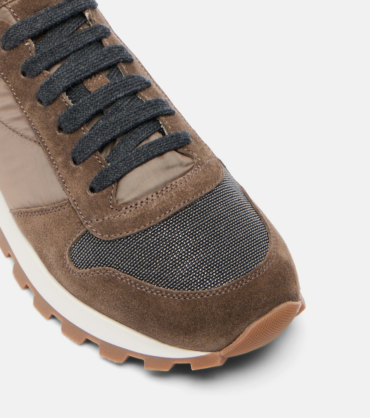 Brunello Cucinelli Monili suede-trimmed sneakers