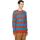 Andersson Bell Blue and Orange Knit Destroyed Sweater