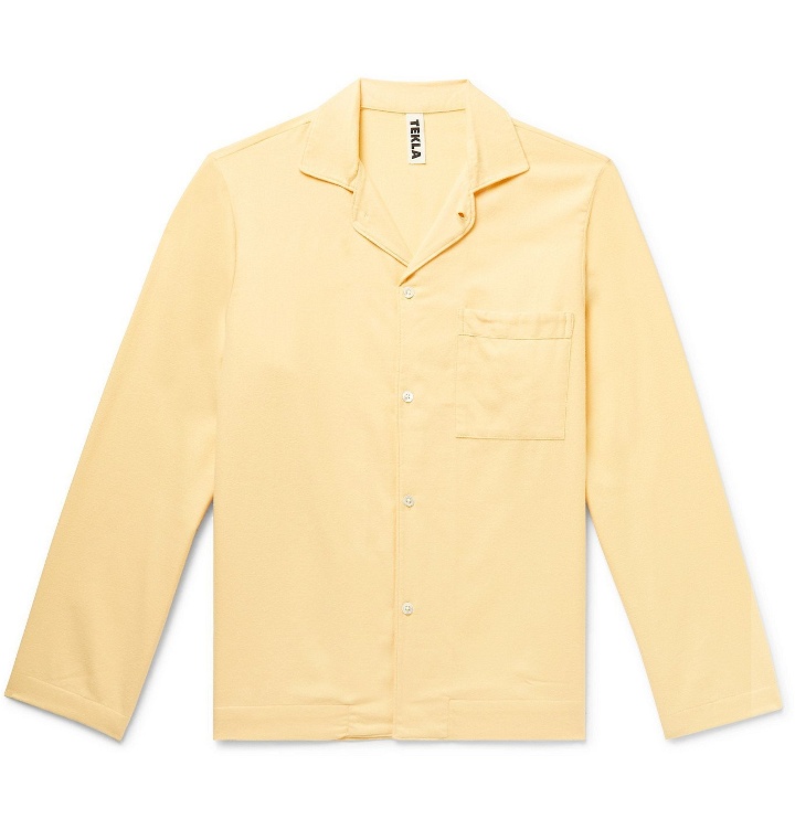 Photo: TEKLA - Convertible-Collar Organic Cotton-Flannel Pyjama Shirt - Yellow