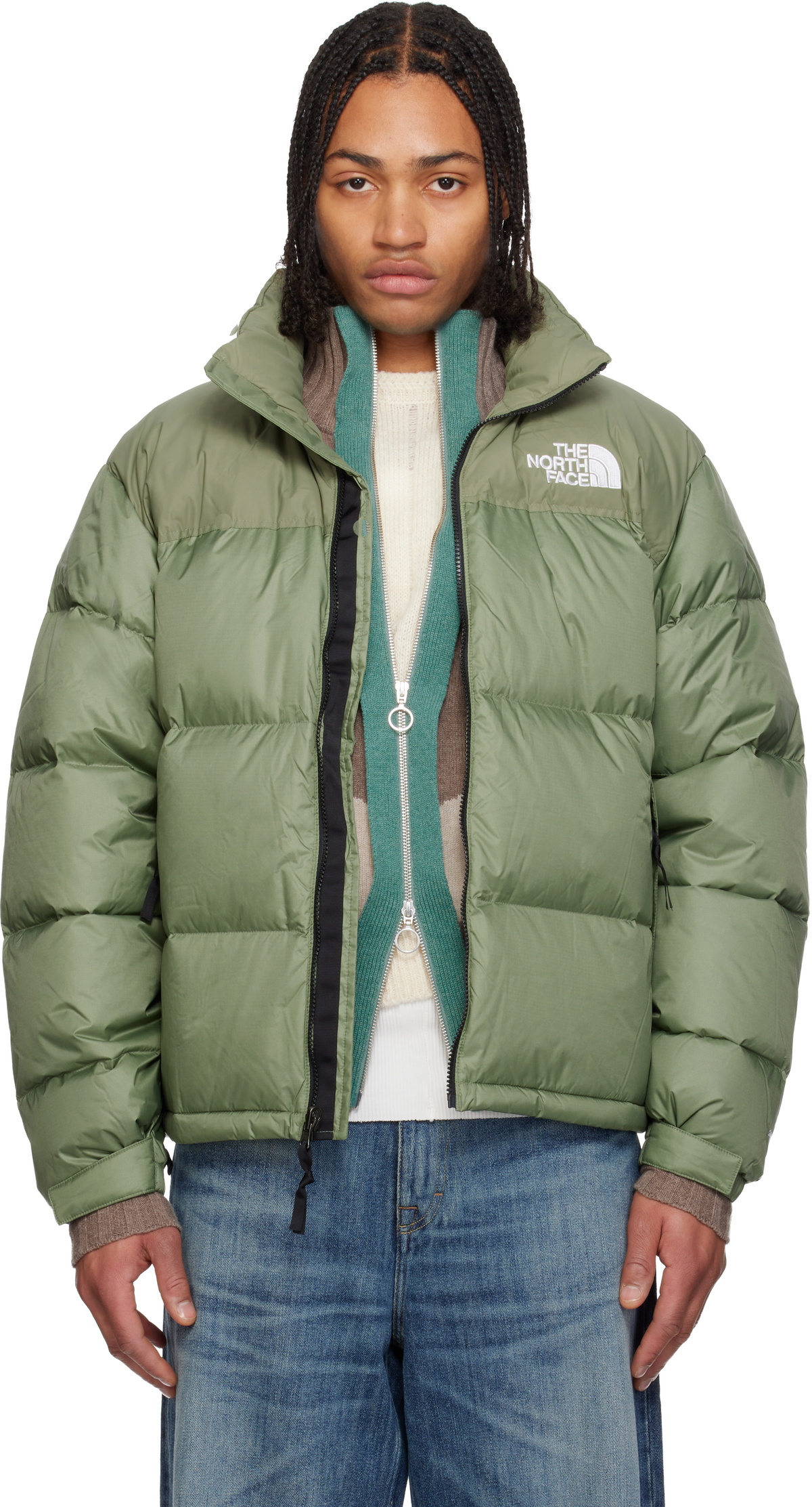 Green 1996 Retro Nuptse Down Jacket by The North Face on Sale