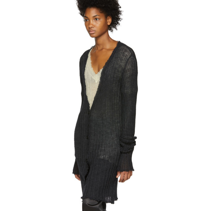 Ann Demeulemeester Black Ribbed Cardigan