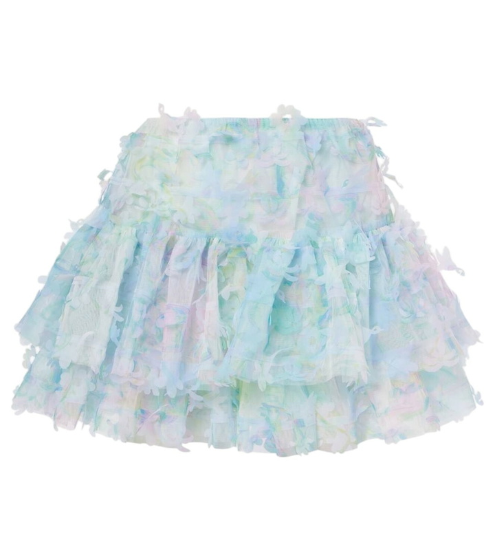 Photo: Susan Fang Floral-appliqué tiered tulle miniskirt