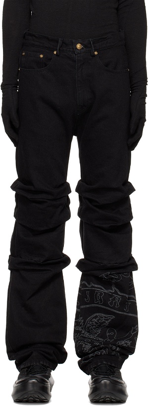 Photo: KUSIKOHC SSENSE Exclusive Black Big Plaster Jeans