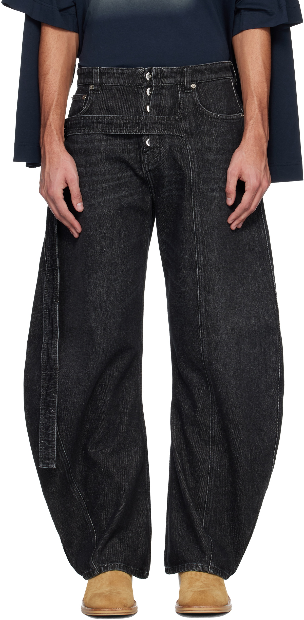 Jean Paul Gaultier Black 'The Denim Strap' Jeans