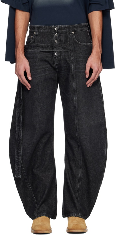 Photo: Jean Paul Gaultier Black 'The Denim Strap' Jeans