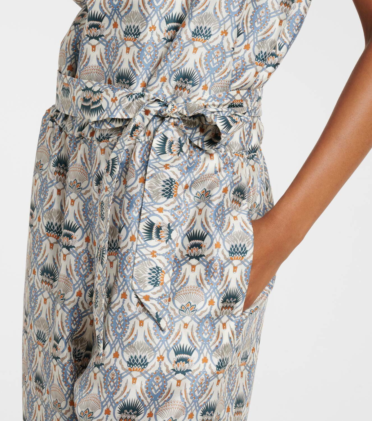 Loro Piana Nadia printed silk shantung jumpsuit