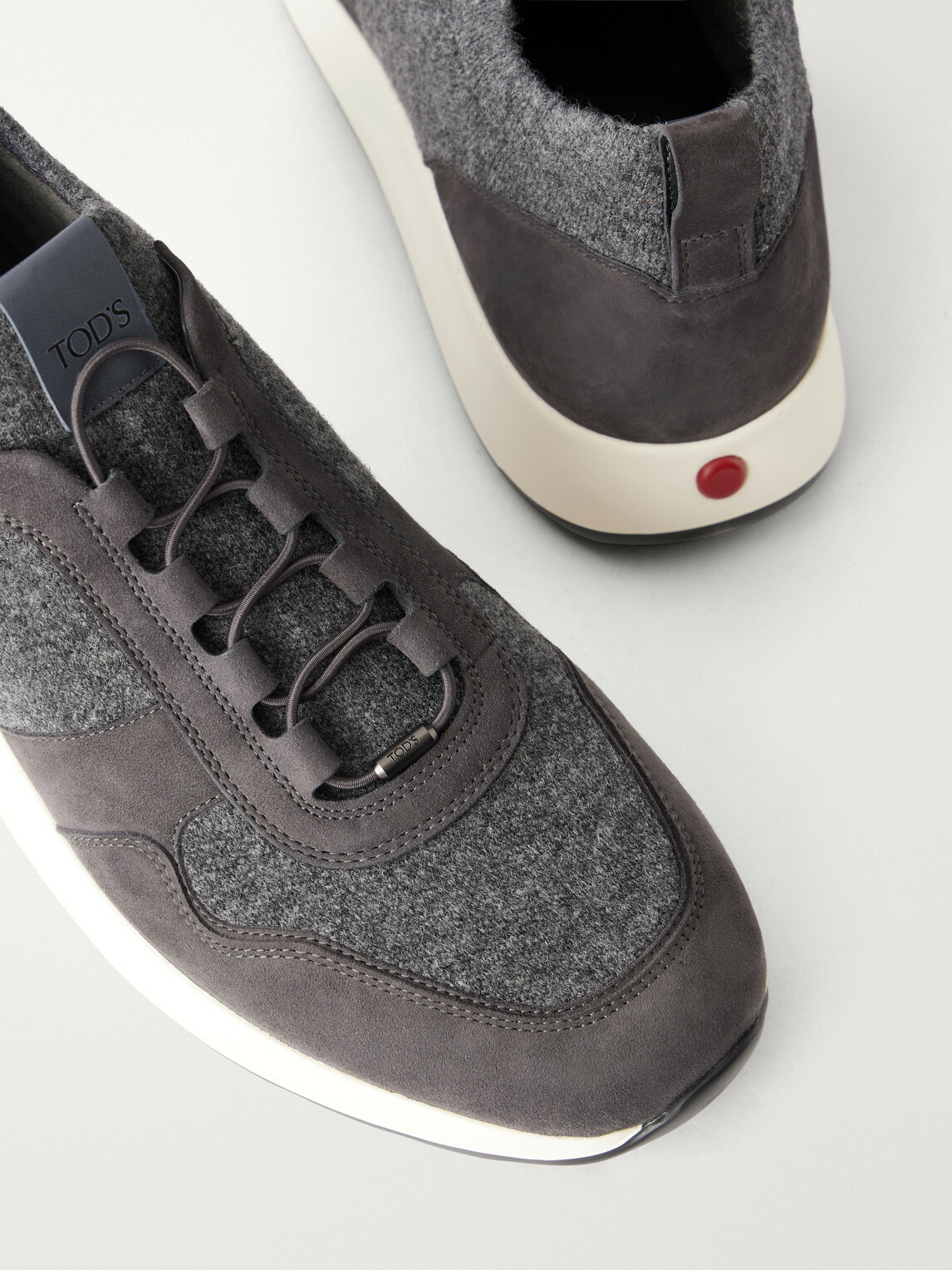Tod's - Suede-Trimmed Wool-Knit Sneakers - Gray